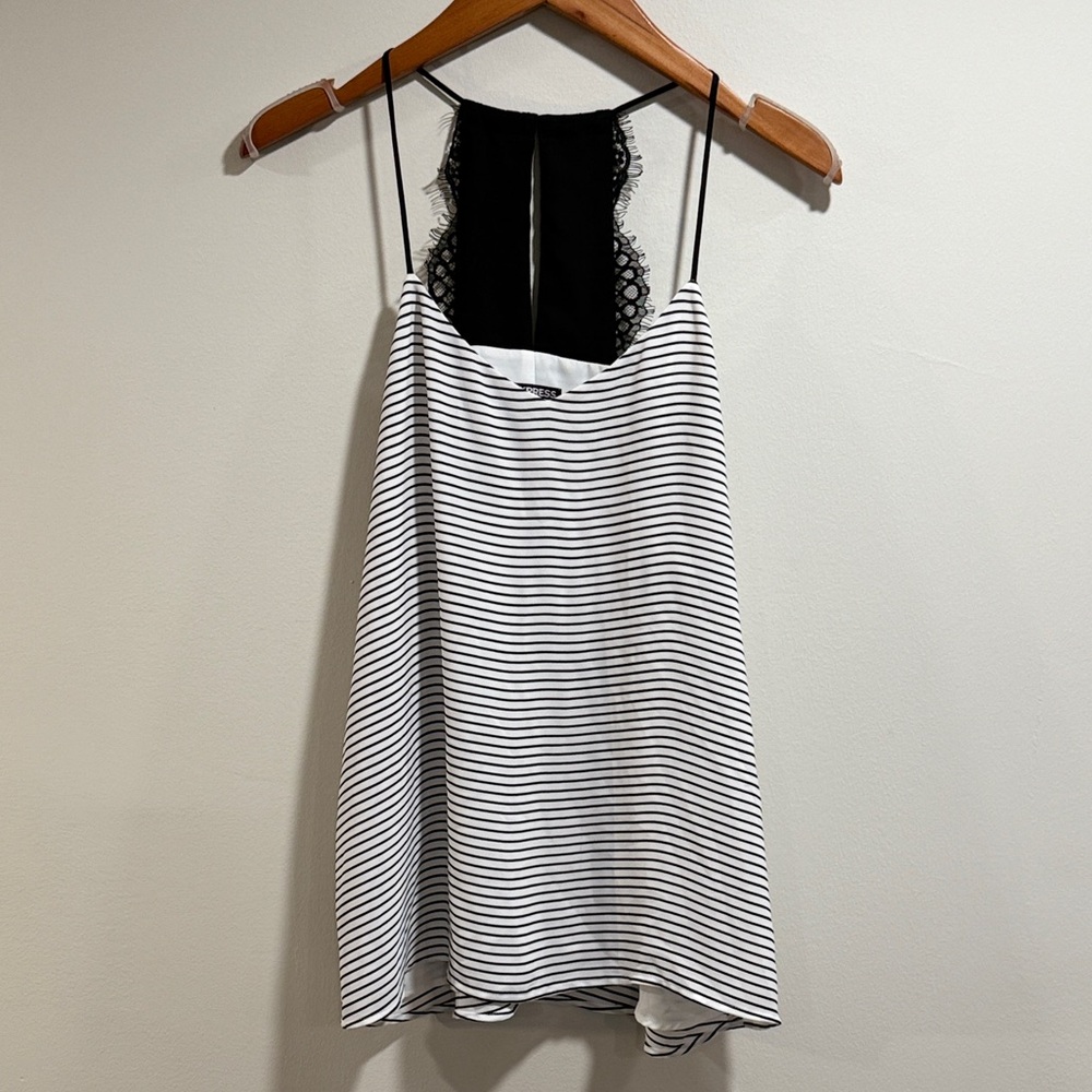 Express Women's Black and White Striped Camisole Top Size‎ M